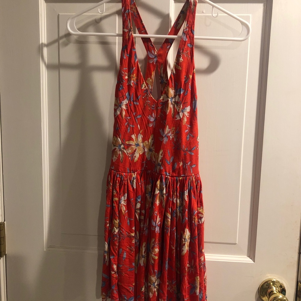 Urban Outfitters Kimichi Blue red floral romper